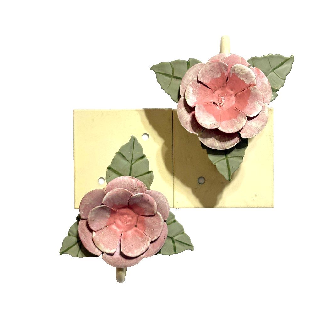 Set of 2 Metal Decorative Floral Wall Hooks Brackets